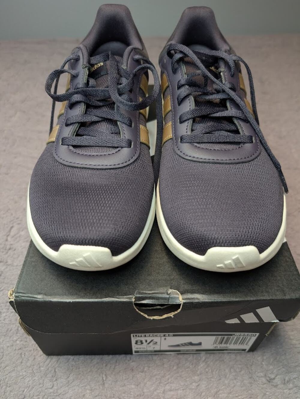 Women's Adidas Lite Racer 4.0 (JR8550) Purple/Champagne Gold - Size 8.5